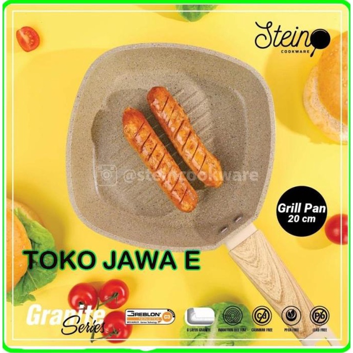 TERLARIS STEIN Cookware Grill Pan 20cm Granite Series /PERALATAN MASAK SET/PANCI PRESTO/PANCI SET/WA