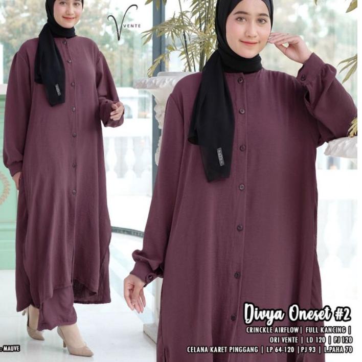 Sale divya one set tunik vente long tunik import crinke setelan tunik dan celana baju setelan wanita