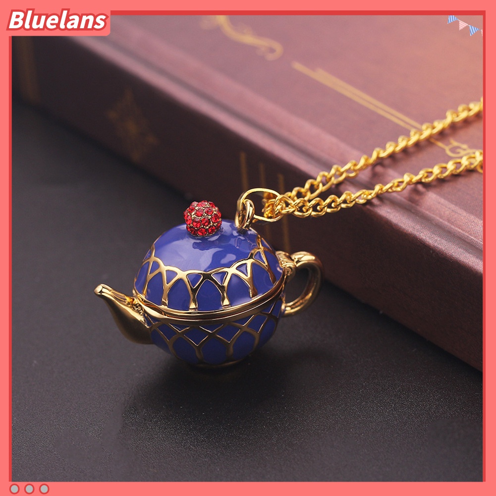 Kalung Rantai Panjang Liontin Teko Teh Aksen Berlian Imitasi Untuk Wanita