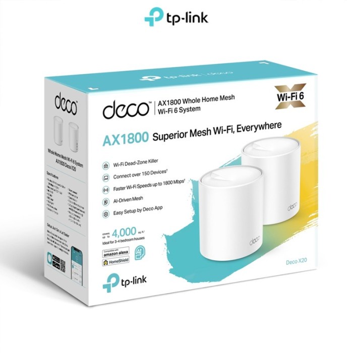 TP-Link DECO X20 AX1800 2Pack Whole Home Mesh Wi-Fi 6 System isi 2Pcs