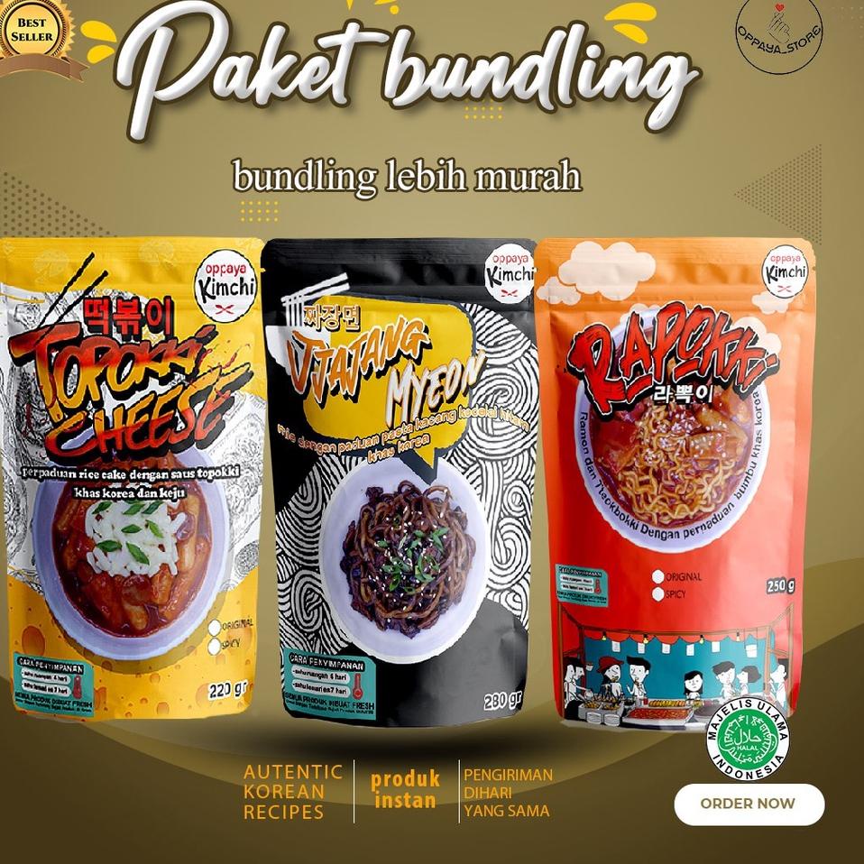 

New Trend--Bundling Hemat Instant Topokki Cheese/Jjajangmyeon/Rapokki isi 3 varian