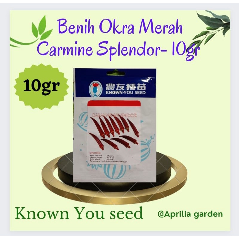 Benih Okra Merah Carmine Splendor 10gr Original Known You Seed