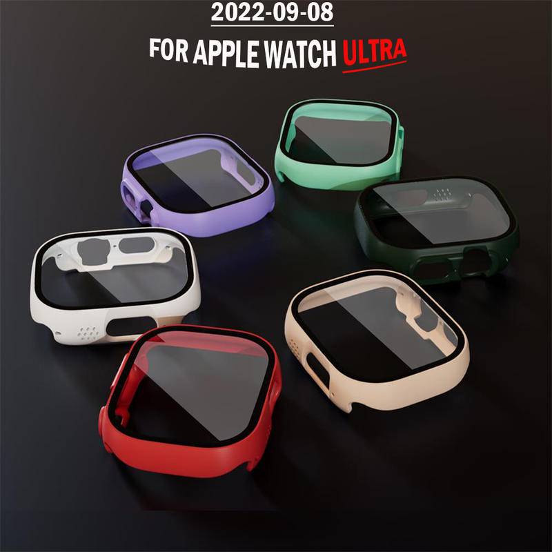 Case Pelindung Layar Tempered Glass Bumper PC Ultra Tipis 49mm Untuk Apple Watch Ultra 49mm