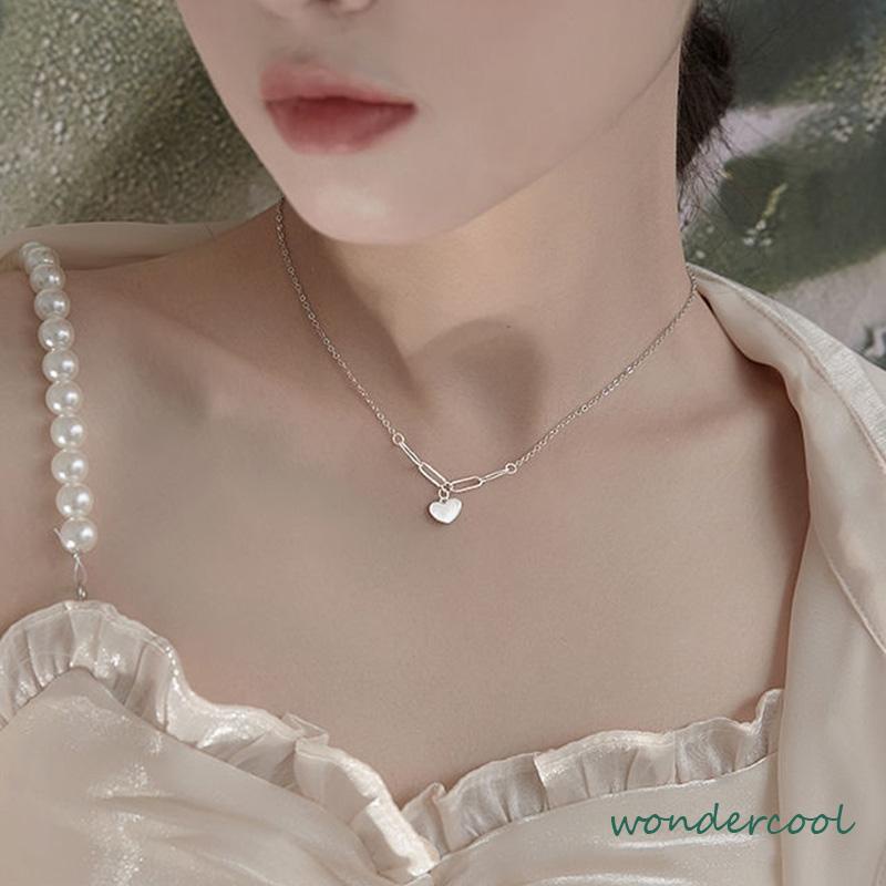 Kalung Cinta Cangkang Simulasi Mewah Tanpa Memudar Rantai Kerah Liontin Lembut Kelas Atas-Won