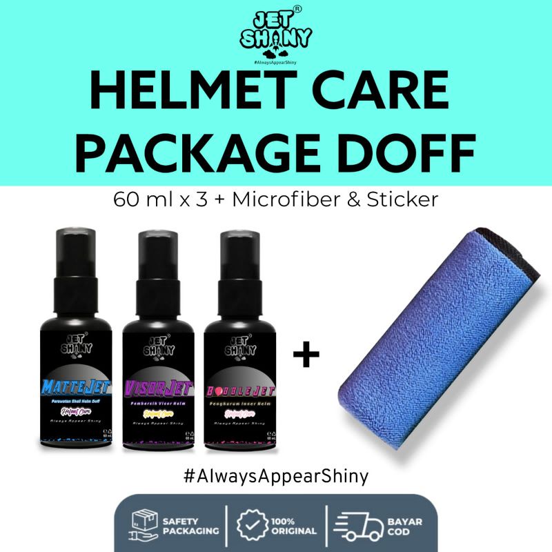 JetShiny Paket Helmet Care Glossy &amp; Doff | Proteksi , Pembersih dan Pewangi Helm 60 mL