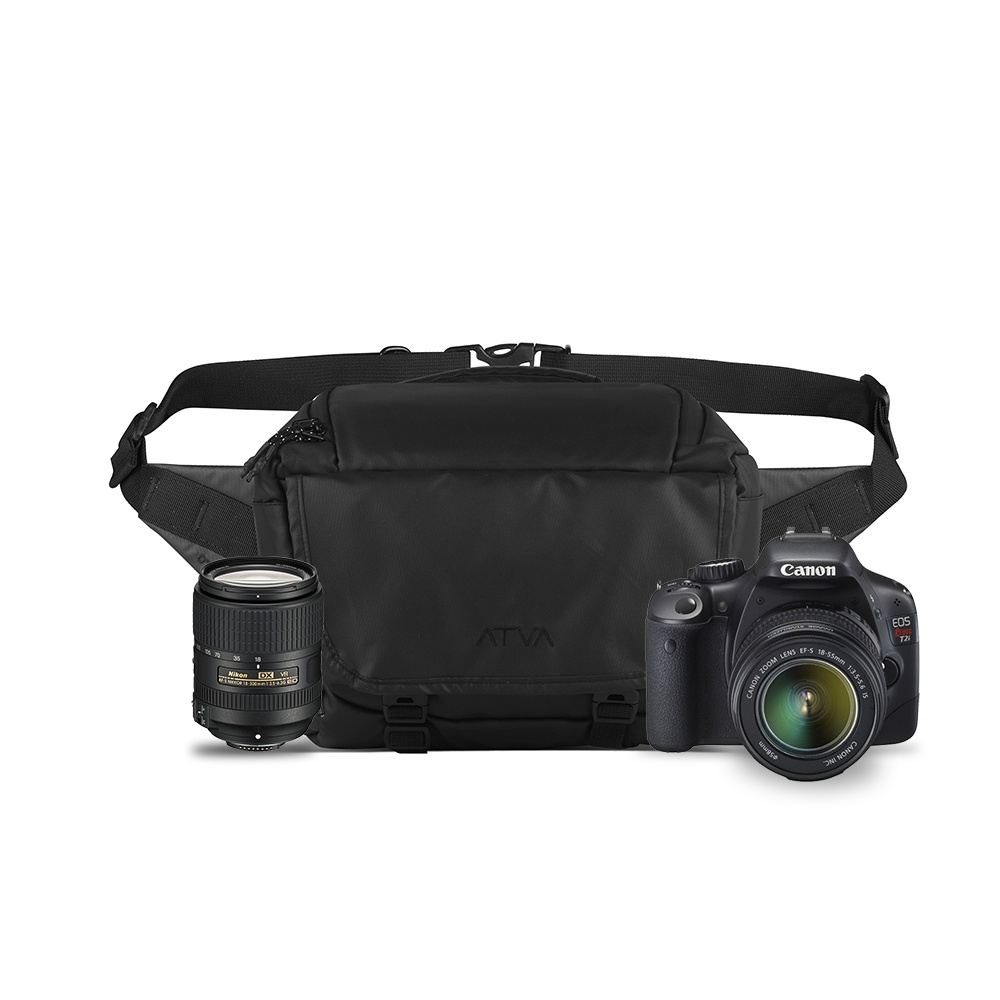 ZOOM 2 PRO BLACK ORIGINAL x ATVA Tas Kamera Selempang Hitam Pria Wanita Unisex Slingbag Lensa DSLR Mirrorless Tripod Sling Bag Camera Multifungsi Casual Camera Shoulder Bag Premium Waterproof Shoulderbag Tas Kamera Slempang Bahu Anti Air Terbaru Kekinian