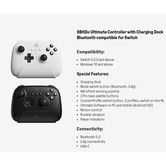 8Bitdo Ultimate Controller Bluetooth Wired Wireless Gamepad Controller