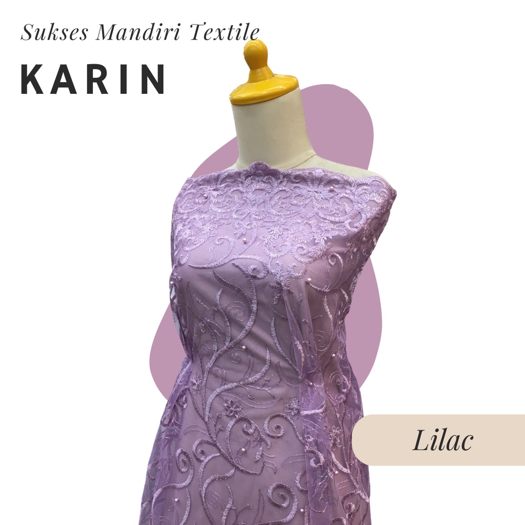 [KARIN] Brukat Tile Premium Mewah Warna Lilac Ungu | Harga ½ meter = 50 cm (Bahan Dress Bridesmaid, 