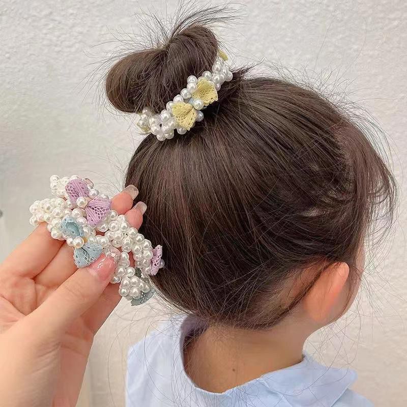 Ikat Rambut Mutiara Scrunchie Pita Korea Style