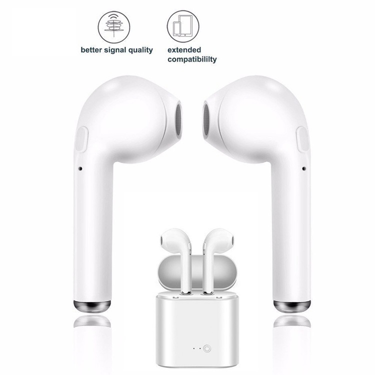 [WS] Headset Bluetooth Mini V.42 Earphone Aipods HBQ I7S TWS Twins With Charging Case