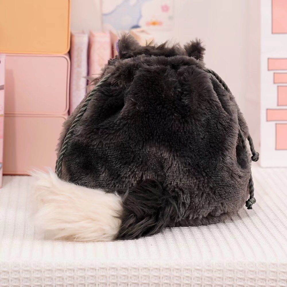 ✒♘♕Sera Sera Factory Outlet Lucifer Kucing Besar Gemuk Kartun Lucu Mewah Beam Mulut Tas Bahu Lucifer Slanted Eye Cat Bag