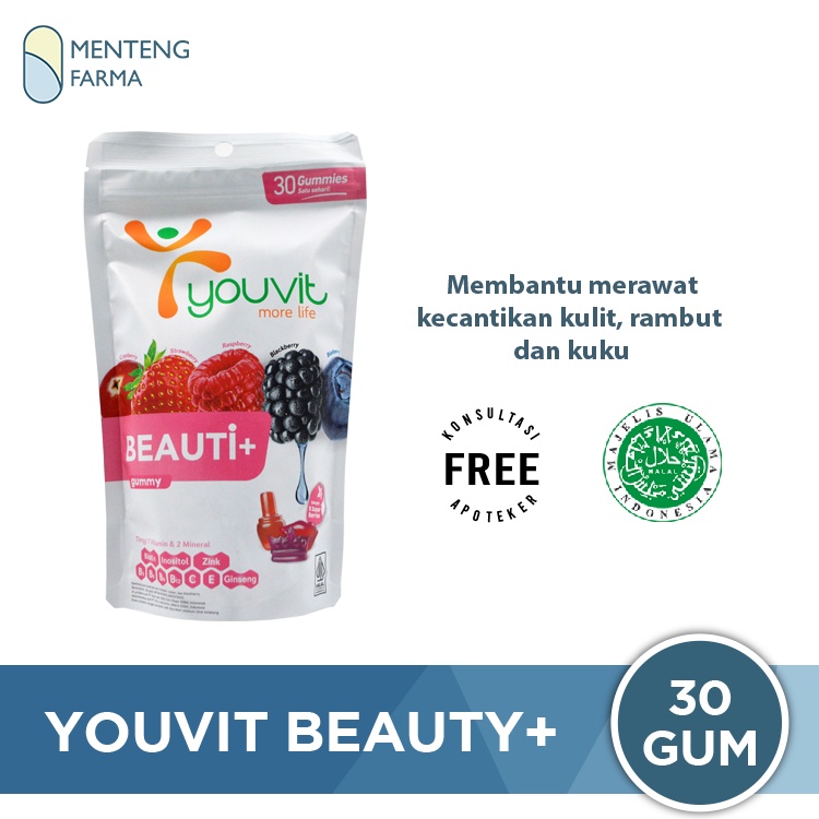 Youvit Beauty+ 30 Gummies - Multivitamin Kesehatan Kulit Kuku dan Rambut