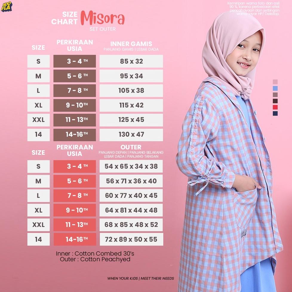 Misora Set Inner Outer Anak Perempuan Cewek Hoofla Kids (Inner Gamis Lengan Tangan Pendek & Outer Ta