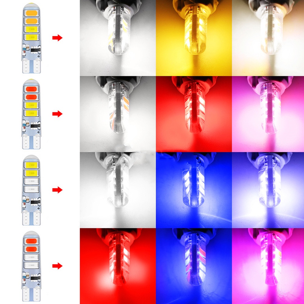 LUCKYMALL Lampu Sen Jelly Kedip GEL LED T10 5630 8 Mata Bohlam Sein Variasi Motor SIGN Reting Mobil Flash BICOLOR 2 WARNA