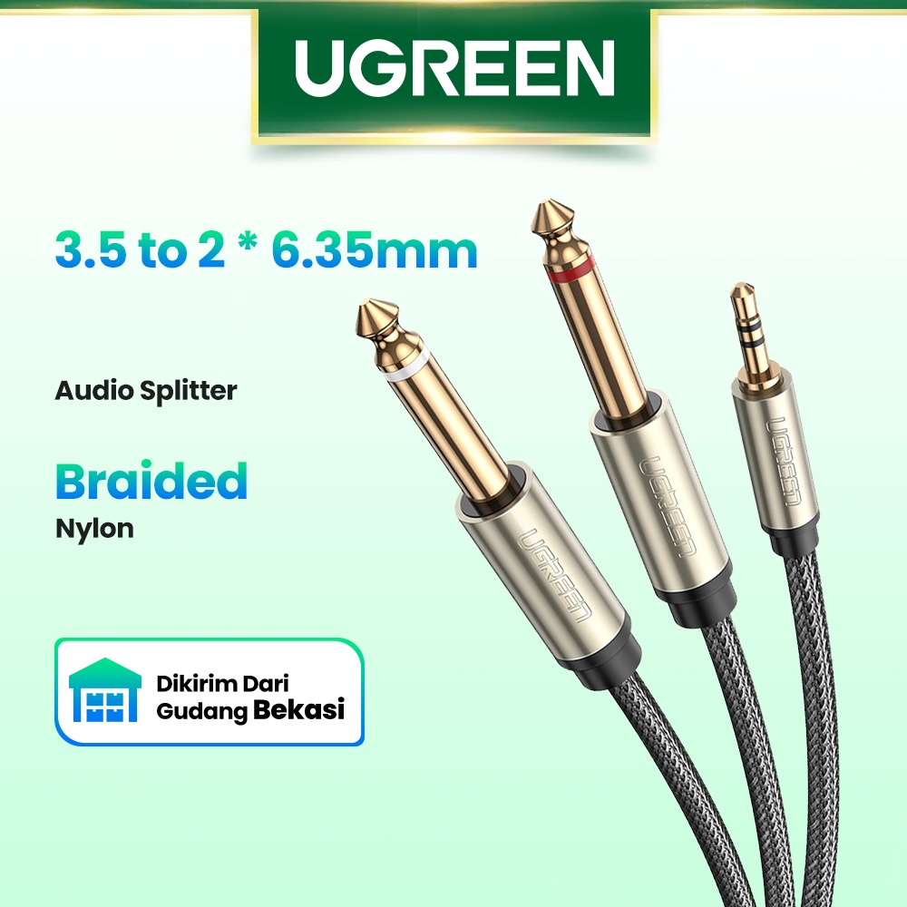 【Stok Produk di Indonesia】Ugreen Kabel Adapter Audio 3.5mm Ke 6.35mm Untuk Mixer Amplifier Speaker