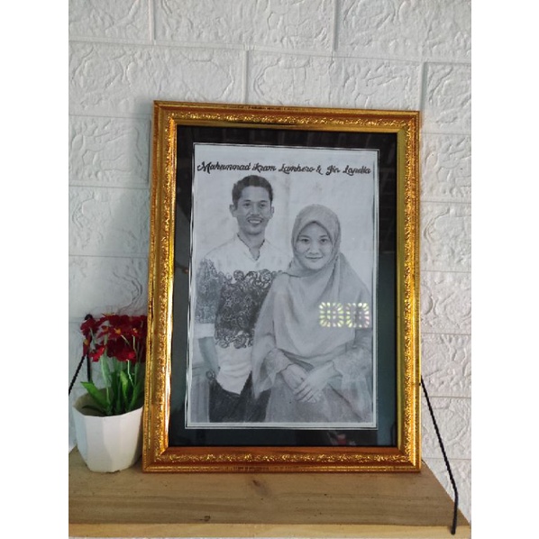 Sketsa Lukisan hitam putih Tangan Asli dilukis oleh seniman