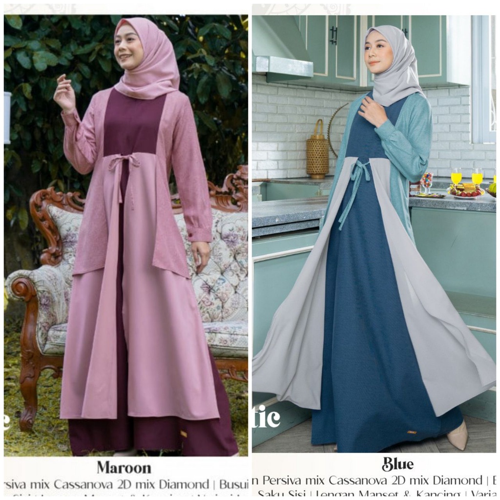 GAMIS IBU SARIMBIT NIBRAS AESTHETIC BLUE DRESS BAJU BUSANA MUSLIM MUSLIMAH BUSUI FRIENDLY BAHAN INTR