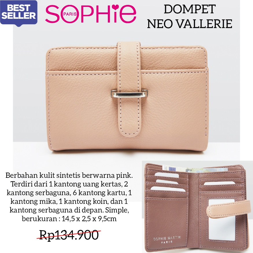 DOMPET NEO VALLERIE SOPHIE MARTIN PARIS ORI DOMPET LIPAT PINK WANITA WOMAN WALLET