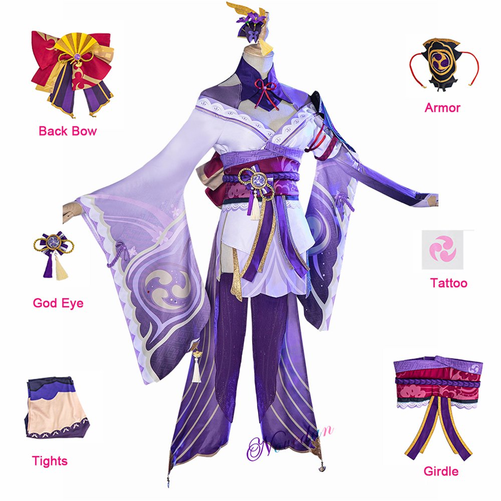 Game Genshin Impact Shogun Raiden Cosplay Costume Baal Genshin Cosplay Wig Kimono Suits Sexy Women U