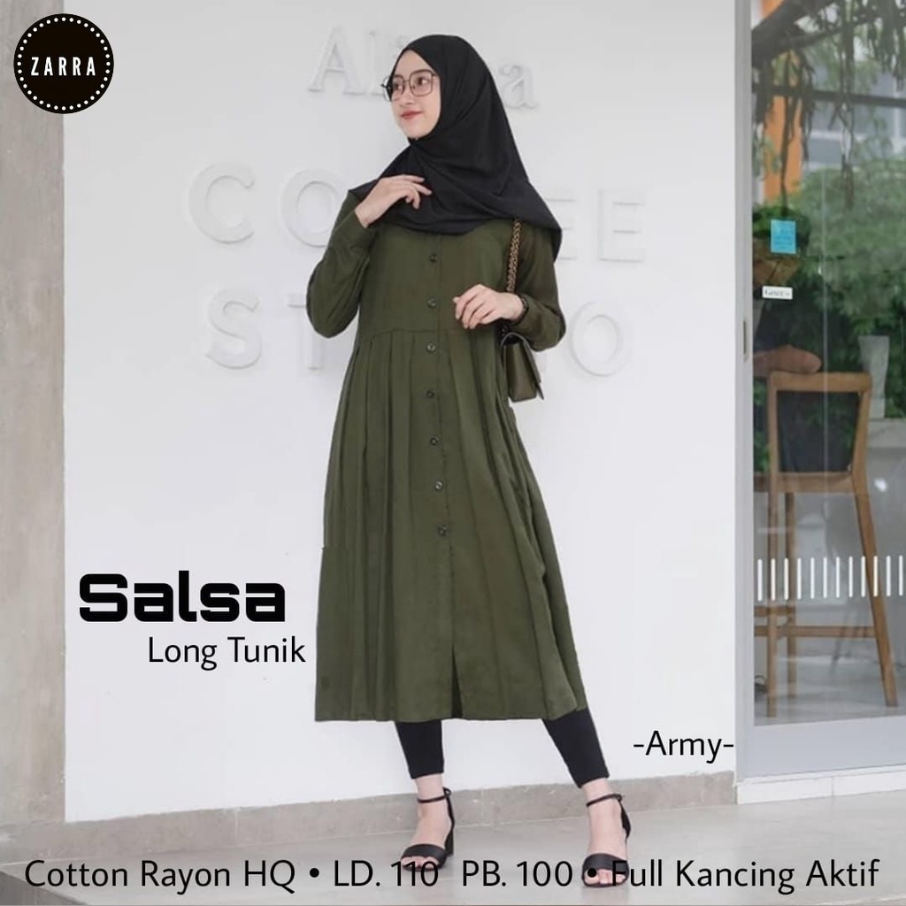 Goodsajifsn - Salsa Tunik Panjang Wanita Muslim Salsa Bahan Cotton Rayon Premium