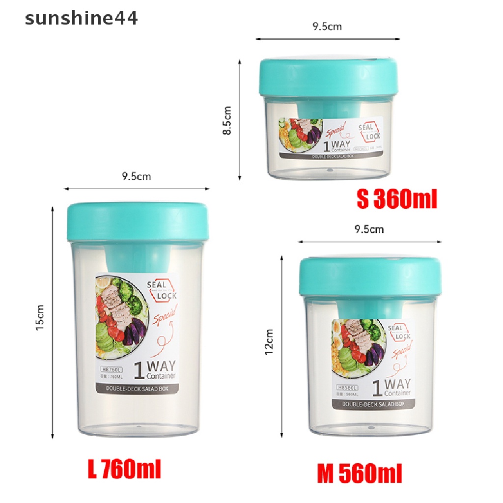 Sunshine 1Pc Gelas Plastik Portable Dengan Tutup + Sendok Untuk Salad / Sarapan