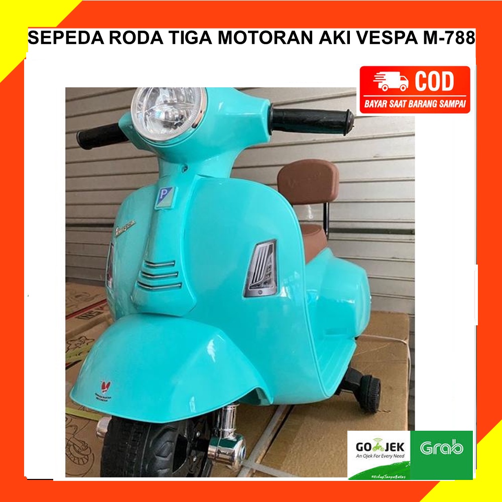 Mainan Anak Motor Aki Murah Vespa Vintage Classic PMB M 788 PIAGIO MOTOKIDS NEW EDITION LICENSED