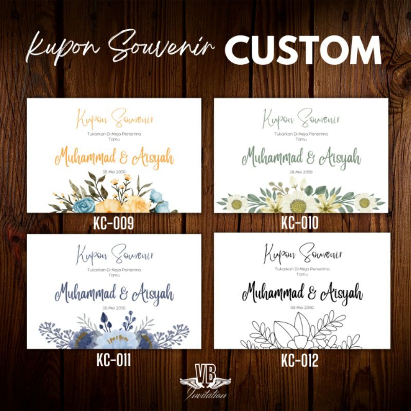 Kupon Pengambilan Souvenir Kartu Penukaran Souvenir Pernikahan Murah Custom Design Elegant