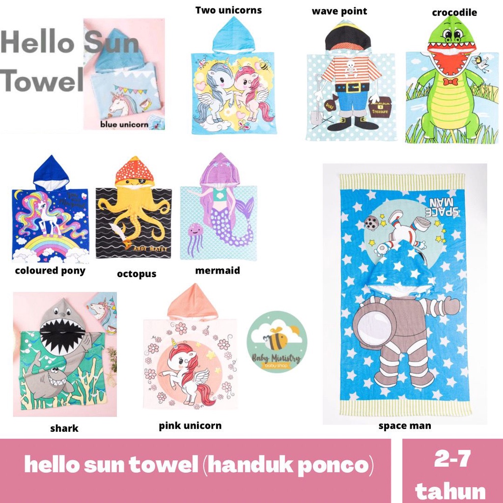 Hello Sun Towel / Handuk Ponco Renang / handuk anak / handuk renang / handuk/ anduk