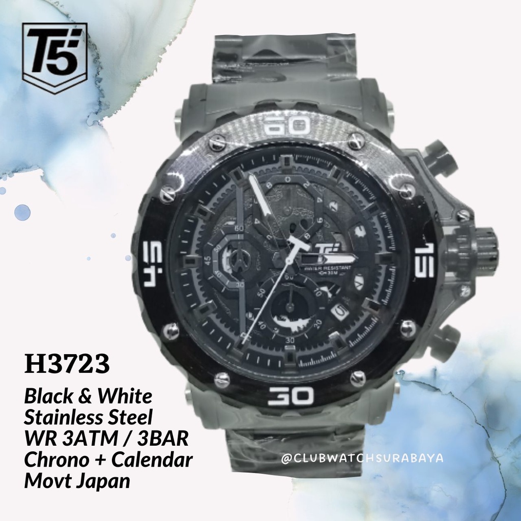 Jam Tangan Pria T5 H3723 Original Chronograph Free Box Unik / T5 H3723 Jam Tangan Laki-Laki Chrono W