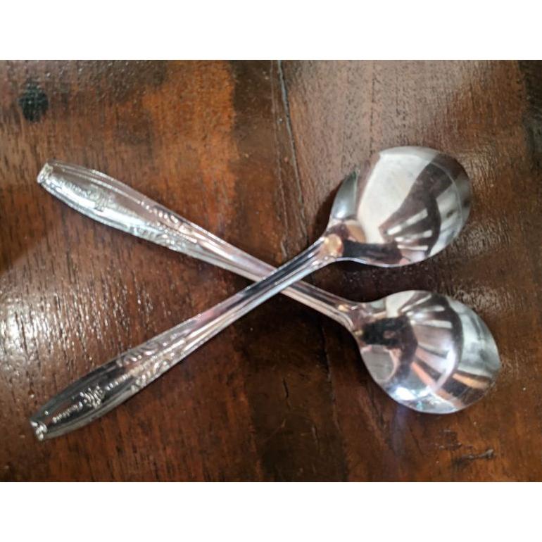 Sendok Makan Stainless Tebal Isi 12 Pcs/ Sendok Makan Motif Bunga