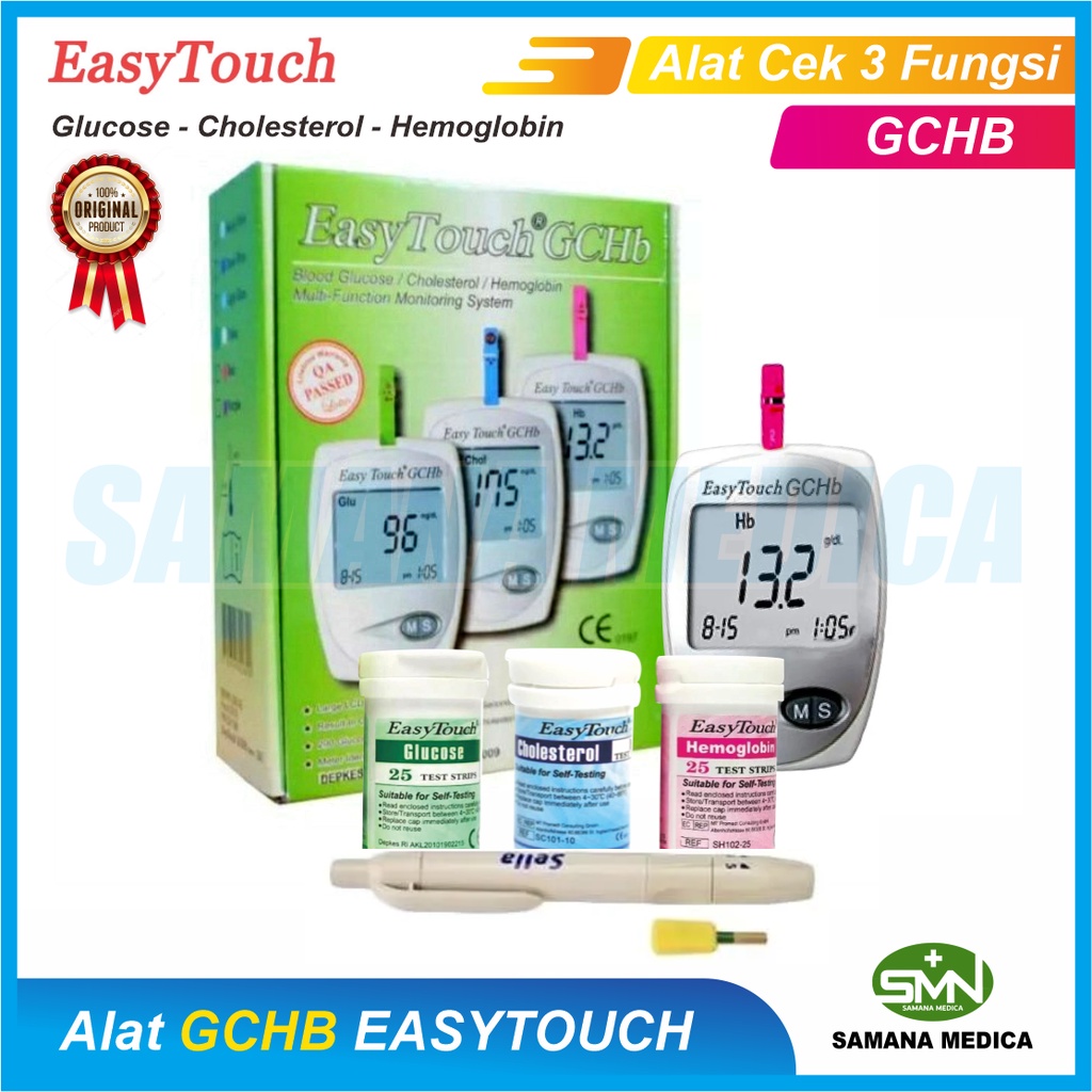 Alat Tes GCHB Darah Gula Darah, Kolesterol, Hemoglobin EASYTOUCH GCHB Promo Murah FREE PAKING KARTON