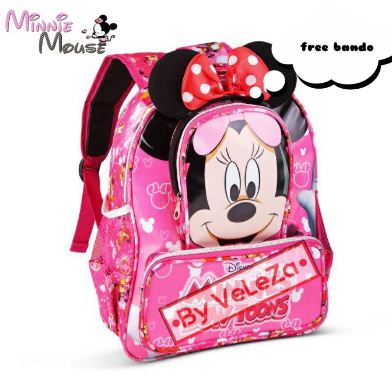 Tas Minnie mouse LOL Tas ransel anak Minnie mouse gratis bando jam tangan - tas anak sekolah TK SD - tas anak