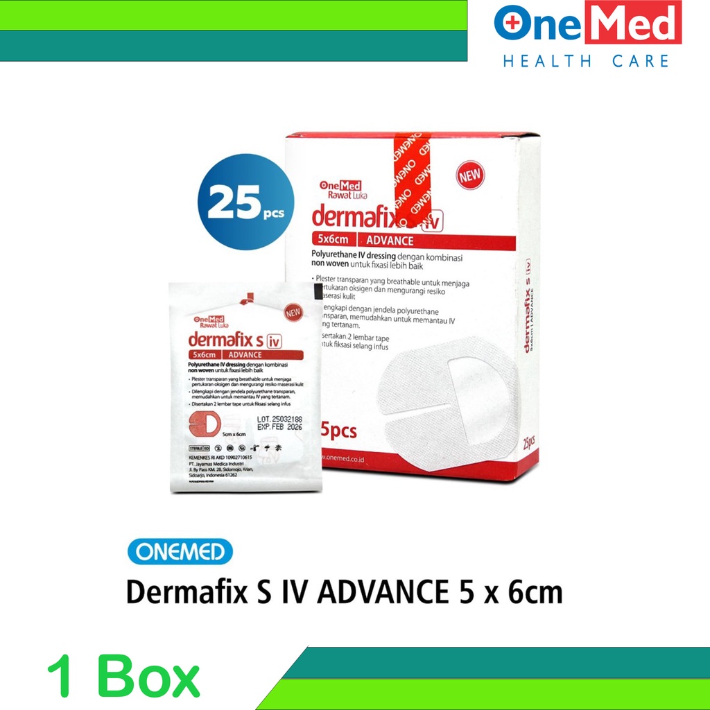 Dermafix S IV Dressing Advance 5 x 6 Cm OneMed box isi 25pcs