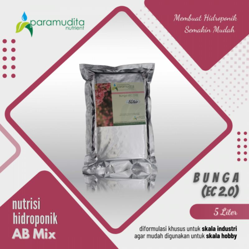 Pupuk Hidroponik AB Mix Paramudita Nutrient 5 Liter BUNGA