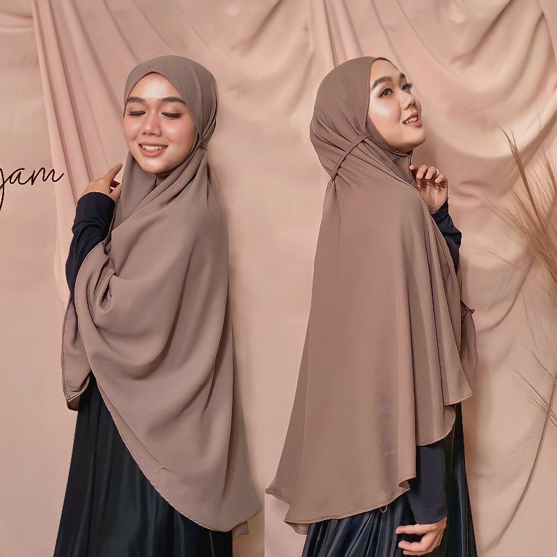 Hijab Bergo Maryam Nonpet Jumbo Moscrepe Size ( L ) / Jilbab Instan Jumbo Size L