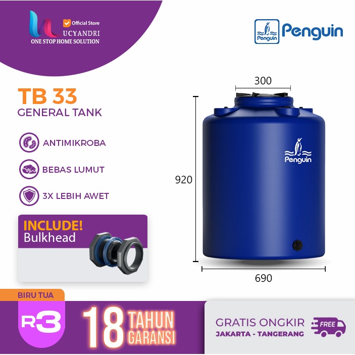 Tangki Air, Tandon Air, Toren Air, Penguin TB 33, 300 L