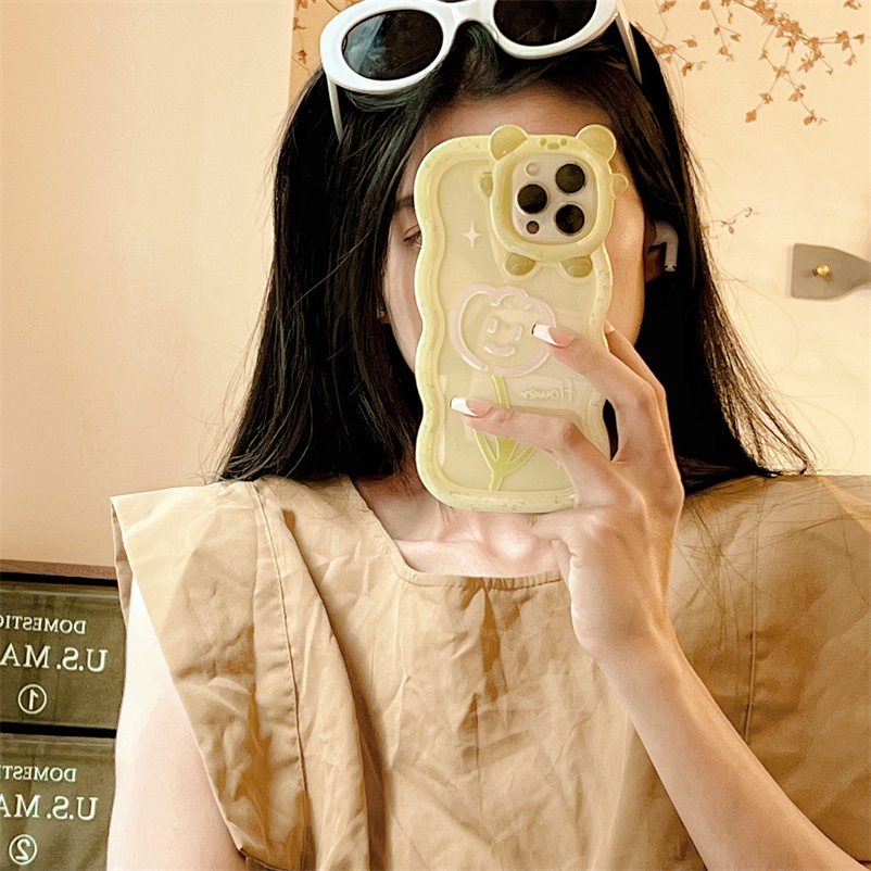 Soft Case Silikon Motif Bunga Kuning Ungu Untuk iPhone 14 13 12 11 Pro Max X Xr Xs Max 7 8 6 6s Plus