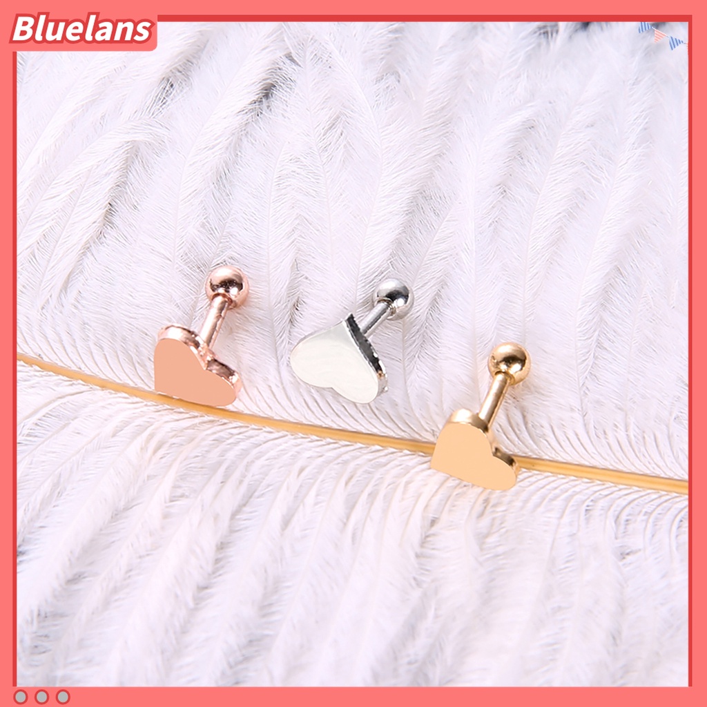 1 Pc Anting Stud Bentuk Hati Geometris Bahan Alloy Untuk Wanita