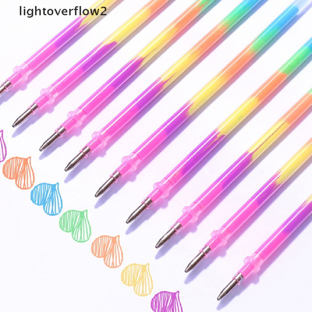 (lightoverflow2) 210p Refill / Isi Ulang Pulpen Tinta Gel Multi Warna Untuk Sekolah