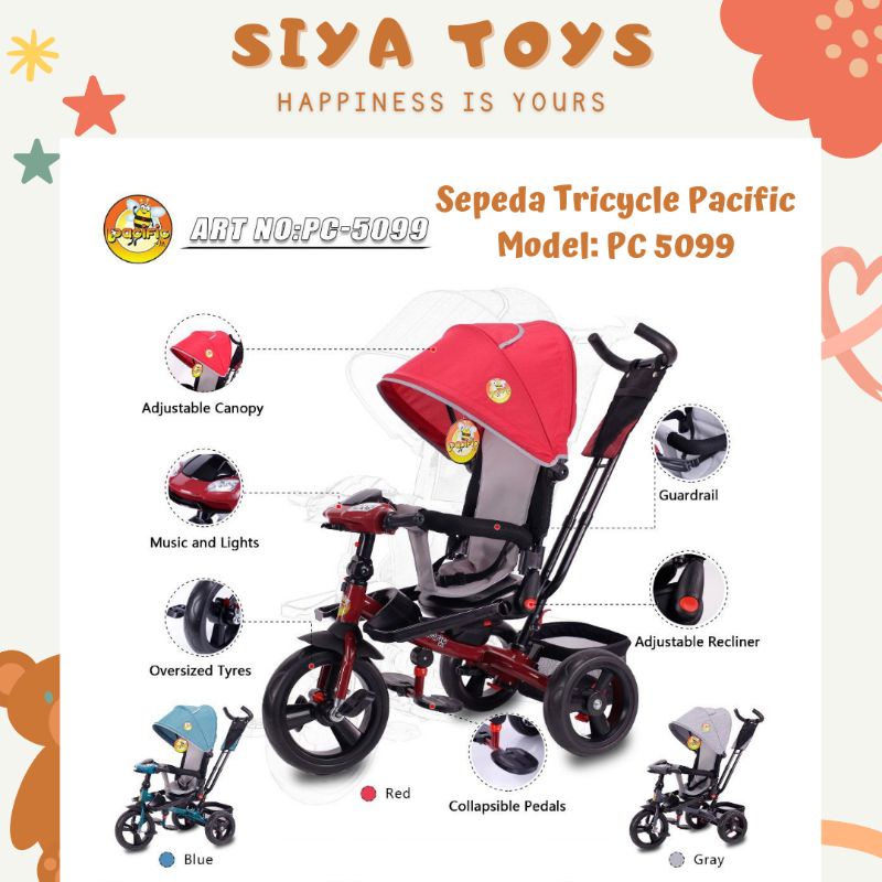 SIYA✨FREE BUBBLEWRAP STROLLER SEPEDAH TRICYCLE PACIFIC JR PC 5099 SEPEDAH DORONGAN ANAK