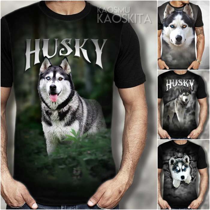 KAOS HUSKY Baju Gambar Anjing SIBERIAN HUSKY Tshirt Dog Puppy Animal Lucu Keren