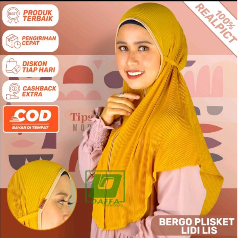 Bergo Maryam Plisket lidi list/bergo tali/hijab bergo lidi