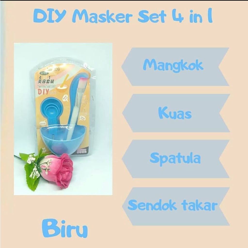 Mangkok Masker Set 4 in 1 Mangkok, Kuas, Pengaduk &amp; Sedok &amp; Sendok Takar