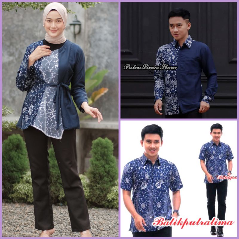 COUPLE BAJU BATIK WANITA KEKINIAN BLUSE BATIK BROKAT MUTIARA