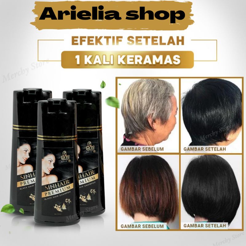 Shampo Sinhair Premium Japan Hair Color Shampoo x2 uses to help black hair, Premium Version /Shampo 