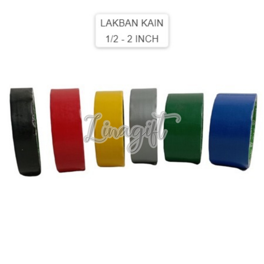 OBRAL - PLAKBAN KAIN / WARNA 1 INCH/ 1.5 IN/ 2 INCH HITAM / ABU ABU / KUNING / BIRU / MERAH / HIJAU UNTUK JILID BUKU ATAU KEBUTUHAN PACKING