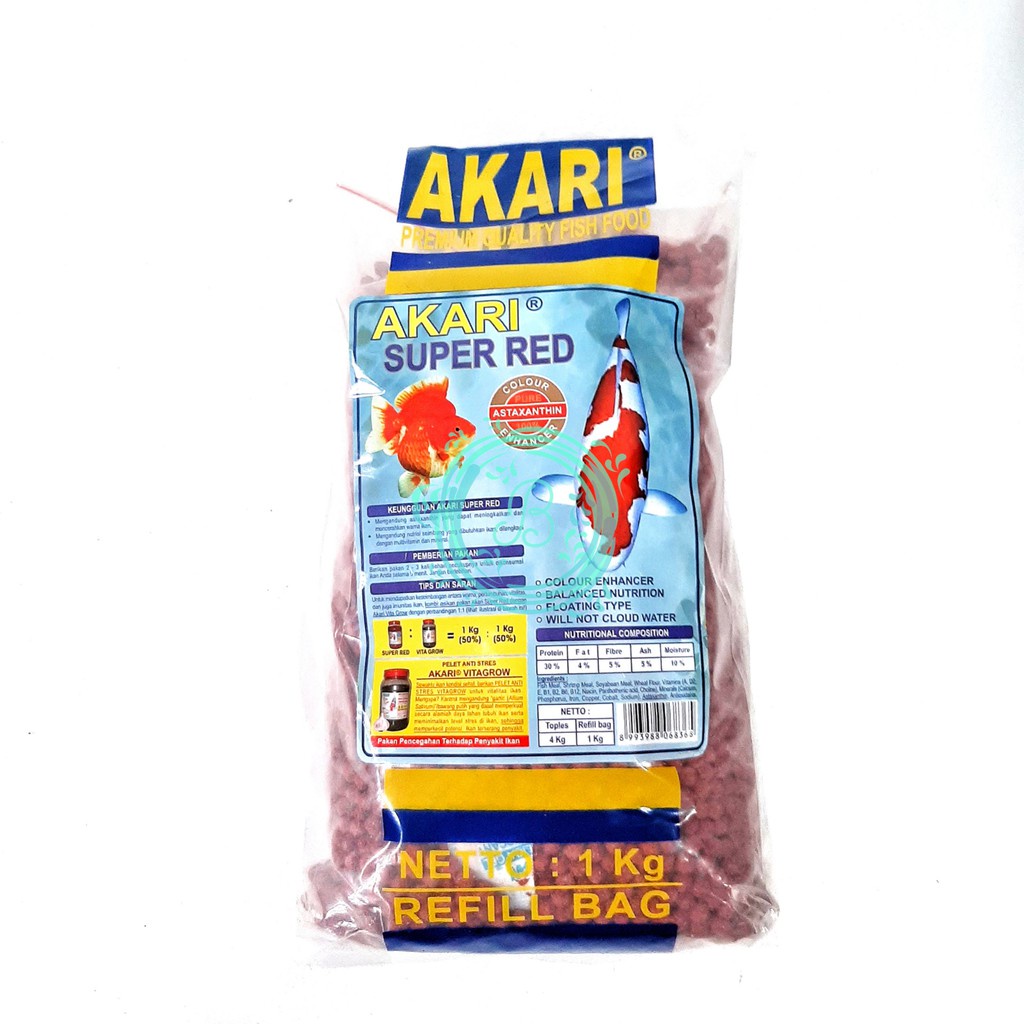 Refill Akari Super Red 1 Kg Refill Pakan Ikan Makanan Ikan Koi 1kg