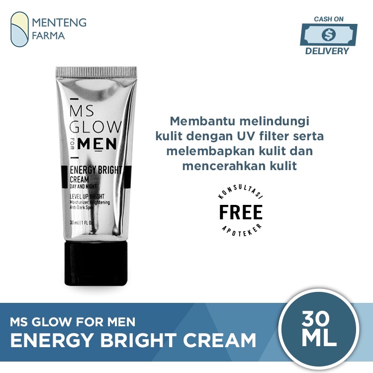 Ms Glow Men Energy Bright Cream 30 mL - Pelembab dan Pencerah Kulit Wajah Pria