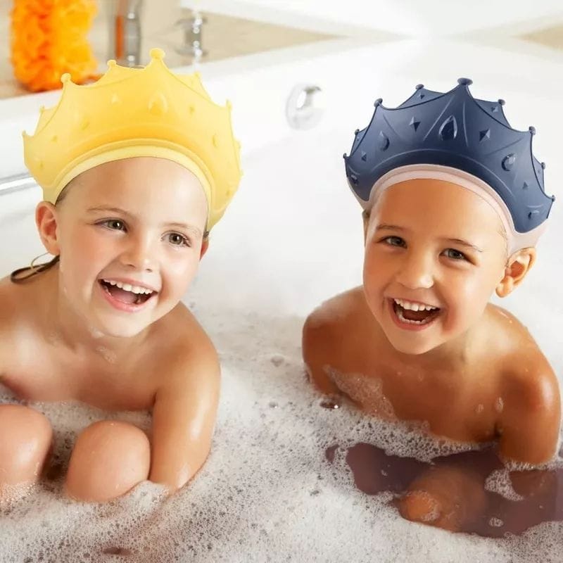 Topi Keramas Bayi Anak Crown Baby Shower Cap Topi Mandi Balita Mahkota Pelindung Mata Kepala Anak Silikon Topi Keramas Anak Bayi hingga Remaja Model Mahkota Premium Teba