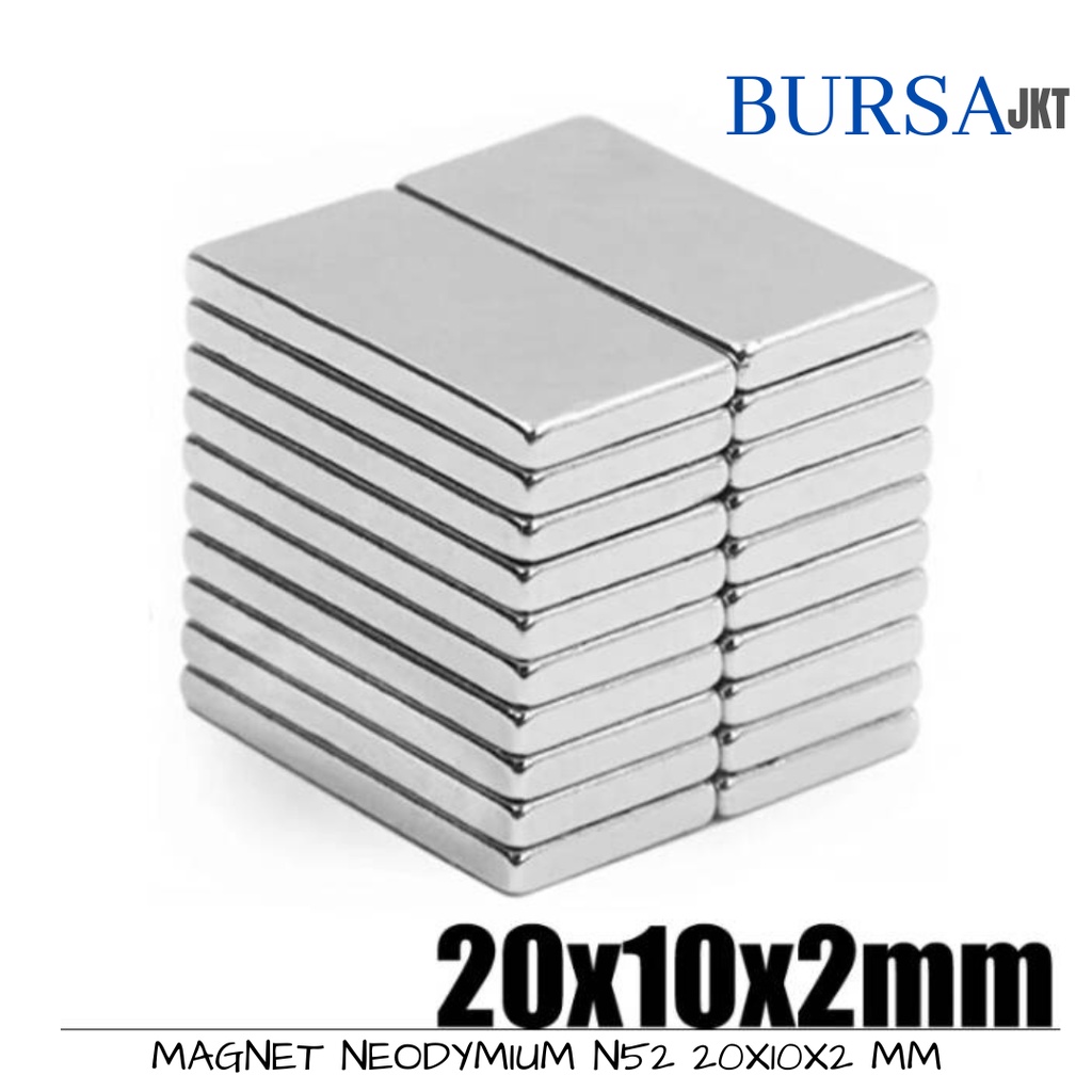 STRONG MAGNET SUPER KUAT N52  NdFeB SQUARE BAR BATANG 20X10X2 MM